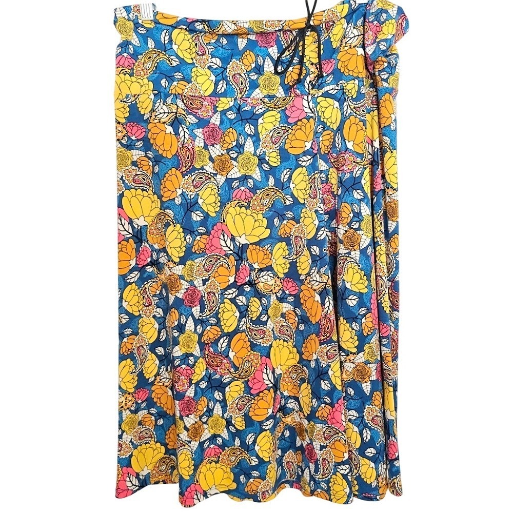 Lularoe Stretchy A-line Skirt‎ Knee-Length Floral Colorful Drawstring